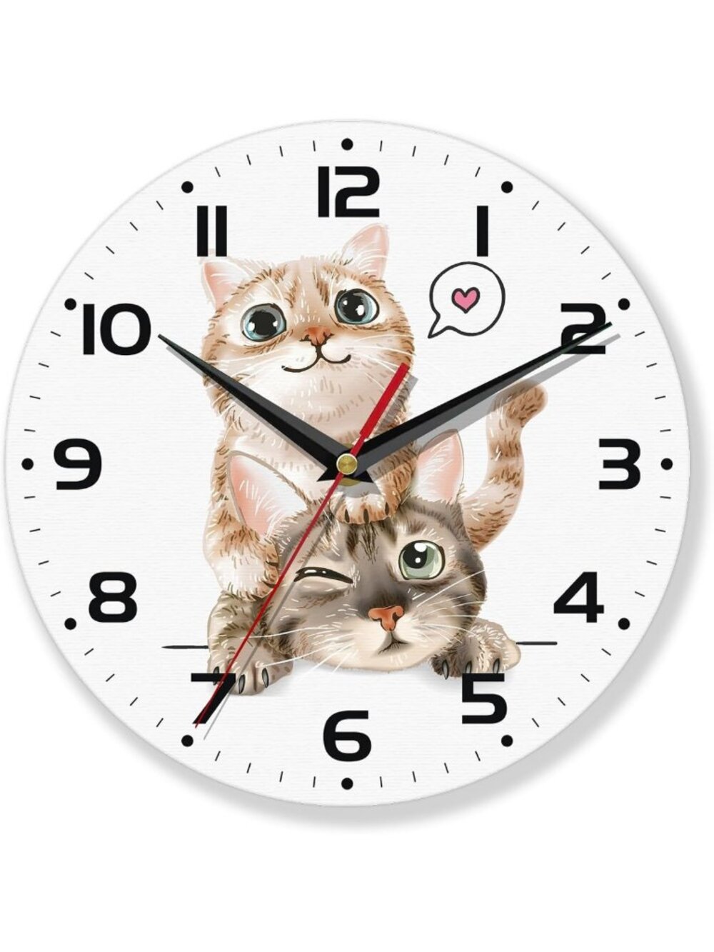 Funny Cats Wall Clock - Silent Non-Ticking, 10 Inch Decorative Clock for Home